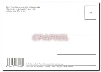 Ciboure, ulica schodowa — obraz pochodzący z dzieła Pierre'a Ribery — Wydawnictwo Lavielle, nr 6428 — Rewers
