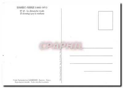 Scena wioski — Niedziela rano — Ramiro Arrue, nr 43 — Rewers