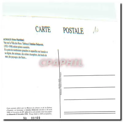 Aumale (Seine-Maritime) — Widok na Villa des Houx, obraz Antoine Delacroix (1921-1998) — n°00169 — Rewers