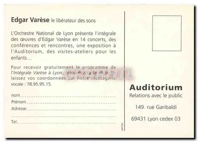 Edgar Varèse o libertador dos sons — Integral em Lyon — Orquestra Nacional de Lyon — Verso