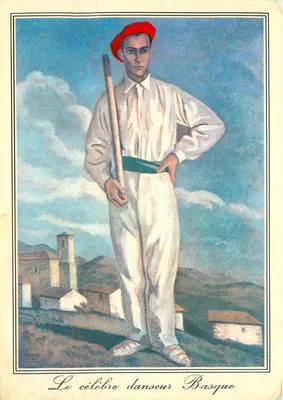 O famoso dançarino basco — ilustração de Ramiro Arpue — N° 7695, Velhas Gravuras Bascas