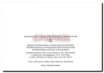Anunciação — Maria e o anjo — Bureau International Catholique de l'Enfance — Verso