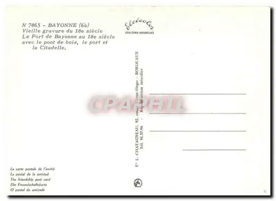 O Porto de Bayonne no século XVIII — gravura reproduzida — Élécolet, N° 7865 — Verso