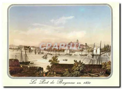 O Porto de Bayonne em 1850 — gravura — L. Chatagneau, Bordeaux