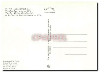 Biarritz, port i most Basta w 1830 — wydawca É. L. Chatagneau, nr 4760 — Rewers