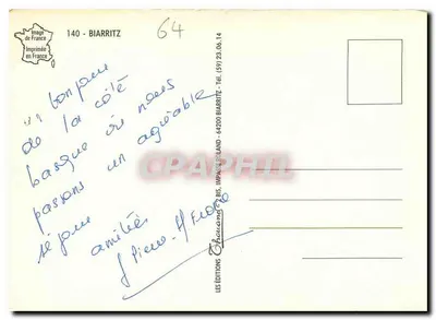 Biarritz — Praias e rochedos — Éditions Chouanne, n°140 — Verso