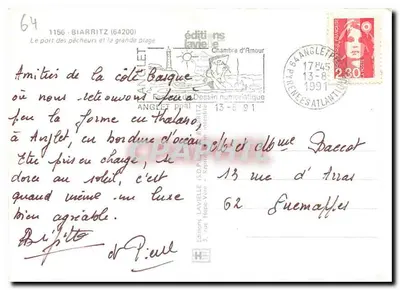 Anglet — Het visserijhaven en de grote strand — Edities Lavieille — Achterkant