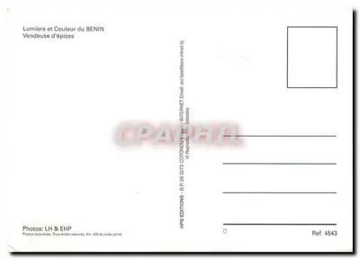 Mercado de especiarias no Benin — Vendedora de especiarias — HPS ÉDITIONS, Ref 4543 — Verso