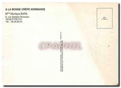 A la Bonne Crêpe Normande — Étretat — Éditions EPP — Verso