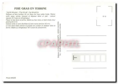 Foire Gras em terrine — receita — Éditions LA CLEDE CHAMPS — Verso
