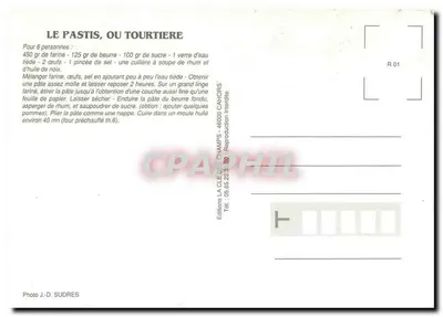 Le Pastis, ou Tourtière — receita tradicional — Editions La CLE DES CHAMPS — Verso