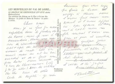 Chenonceau — Castillo sobre el río Cher — Ediciones Valoire — Reverso