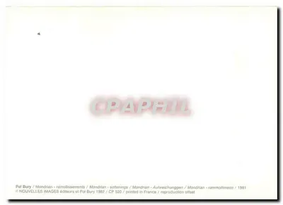 Mondrian - ramollissements — Pol Bury, 1982 — CP 520 — Verso