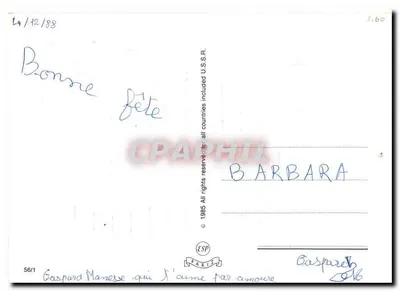 Pies z długim futrem — rysunek w technice akwareli i ołówka — Beüssdette 89 — Rewers