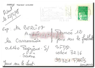 Dois bouquetins na montanha — aquarela assinada por H. Perorij — editor não visível — Verso