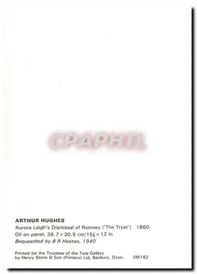 A Rejeição de Romney por Aurora Leigh ('O Encontro') — Arthur Hughes — impresso por Henry Stone & Son (Printers) Ltd, Banbury, Oxon, n° 5M182 — Verso