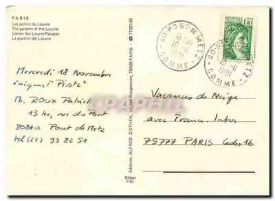 Ogród Louwru — Paryż — Wydawnictwo Silber, P 50 — Rewers