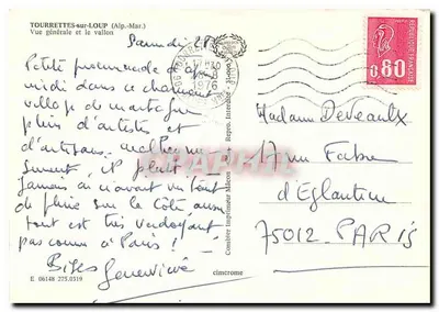 Tourrettes-sur-Loup — Vista general y el valle — Cim — Reproducción. Impresor Maçon — Reverso