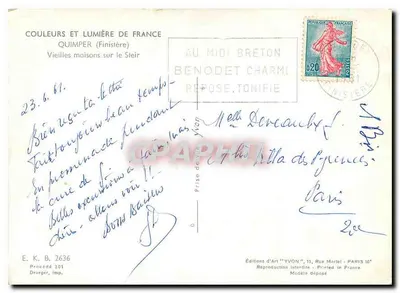 Velhas casas no Steir — Quimper (Finistère) — Edições de Arte 'YVON' — Verso