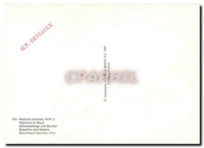 Mariposas e flores — Século XVIII — Éditions BRAUN S.A. n°754 — Verso