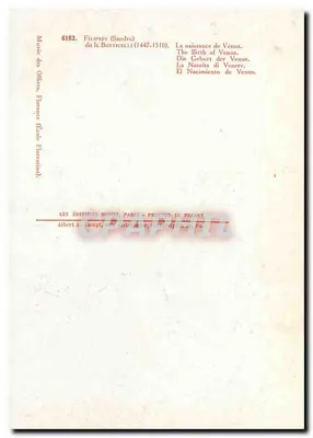 A Nascença de Vênus — pintura de Sandro Botticelli — Edições Nomus, Paris — Verso