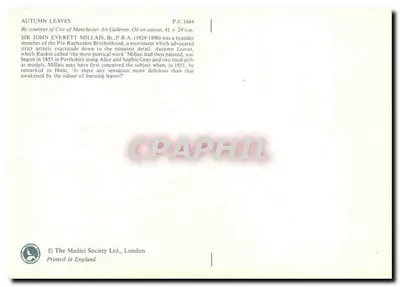 Outono — folhas — The Medici Society Ltd., Londres, P.C. 1884 — Verso