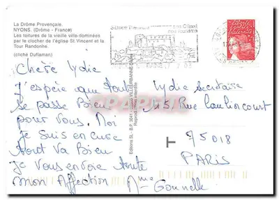 NYONS. Os telhados da cidade. — Edições SL - B.P. 3041 - Nyons (Drôme) — n° 75018 — Verso