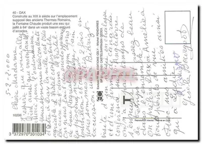Dax - Miasto Wody i Świata — Wydawnictwo Pendaries, nr 10206 — Rewers