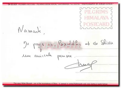 Bhairab w białym stroju - Katmandu — Pilgrims Artcard, N-1113 — Rewers