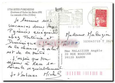 Cachoeira de Ars — Pirineus — Éditions d'Art Larey — Verso