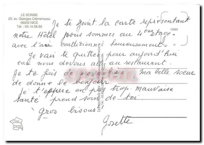 Hotel Le Scribe — Nice — Wydawnictwo Francuskie — Rewers