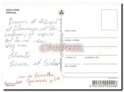 Costa Verde — Turystyczna kartka pocztowa — Wydawnictwo Artes Gráficas, Lda. — Rewers
