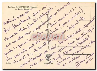O Nariz de Jobourg — Arredores de Cherbourg (Manche) — Editor IRIS, n° 50/1663 — Verso
