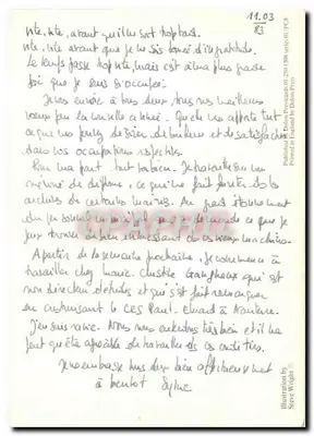 Ilustrowana kartka pocztowa — 'Dlaczego D nie piszesz?' — Ilustracja Steve Wright, wydana przez Dolton Press, seria 01/38 — Rewers