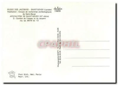 Luta entre o pássaro e a serpente — Apocalipse de Saint-Sever (século XI) — Museu dos Jacobinos, Saint-Sever (Landes) — Verso