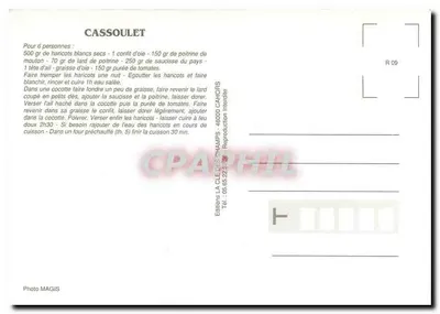Le Cassoulet — przepis — Wydawnictwo LA CLE DES CHAMPS, nr R 09 — Rewers