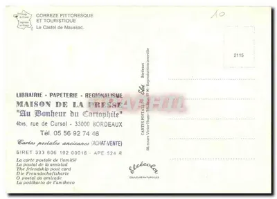 Zamek Maussac — Corrèze — wydawca Elcé, nr 2115 — Rewers