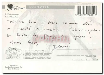 Martinica — Frutas tropicais — Edições Grand Sud, n°5 — Verso
