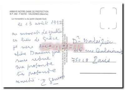 Abpia Notre-Dame de Protection — fasada południowa — Wydawnictwo Miegeville-Deleville — Rewers