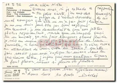 Rzym — Widok na Koloseum i ruiny — wydawca Garami Milano, nr 452 — Rewers