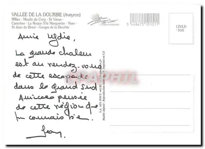 Vale da Dourbie — Parque das Cévennes — editor APA-POLEX, n° S10 — Verso