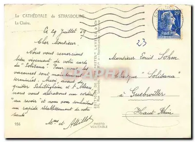 Katedra w Strasburgu — Ołtarz — Wydawnictwo Ligne Lavelle & Cie — Rewers