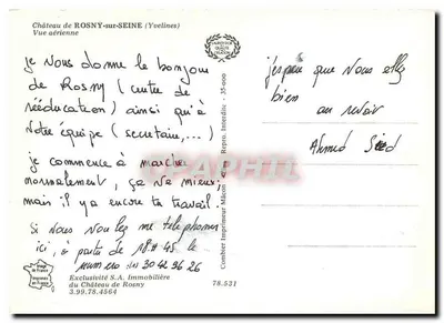 Castelo de Rosny-sur-Seine — vista aérea — Cinq — Verso