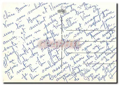 Zasnieżone wioski — zimowa scena z dwoma postaciami — wydawca E.P.A.I. (Francja) — Rewers