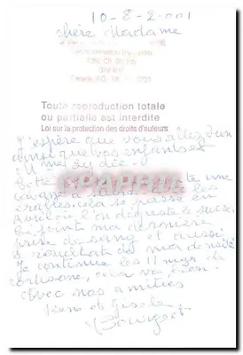 Zamrażony budynek w lesie — widok zimowy — kartka pocztowa z tekstem ręcznym — Rewers