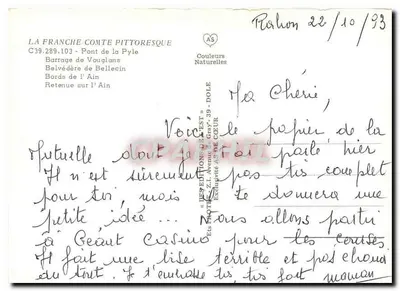Vouglans — barragem e ponte — editor La Franche Comté Pittoresque — Verso