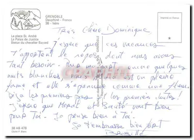Grenoble — Plac Świętego Andrzeja, noc — Cliché P. Blanc, nr 38 AB 478 — Rewers