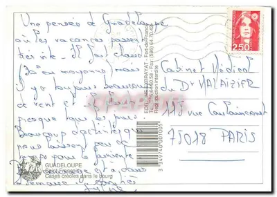 Guadalupe, Saint-François — vista de casas crioulas no vilarejo — Éditions Exbrayat — Verso