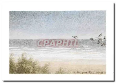 Le Touquet Paris Plage — vista da praia com aves — editor desconhecido, número de série não visível