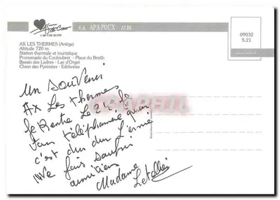 Ax les Thermes — Amizades de Ax les Thermes — S.A. APA-POUX - ALBI S.21 — Verso